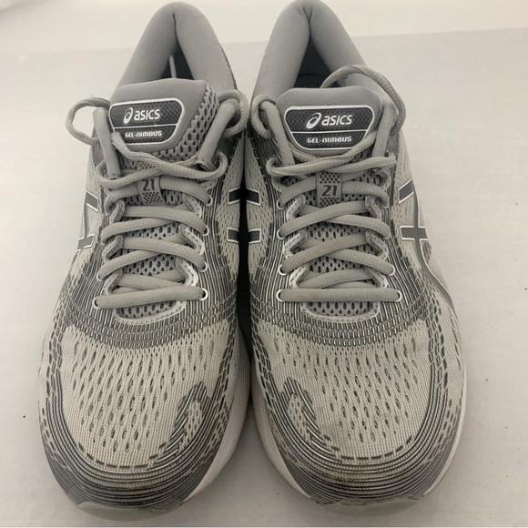 Asics Gel-Nimbus 21 Women Gray Mesh Running Sneakers - Picture 1 of 13